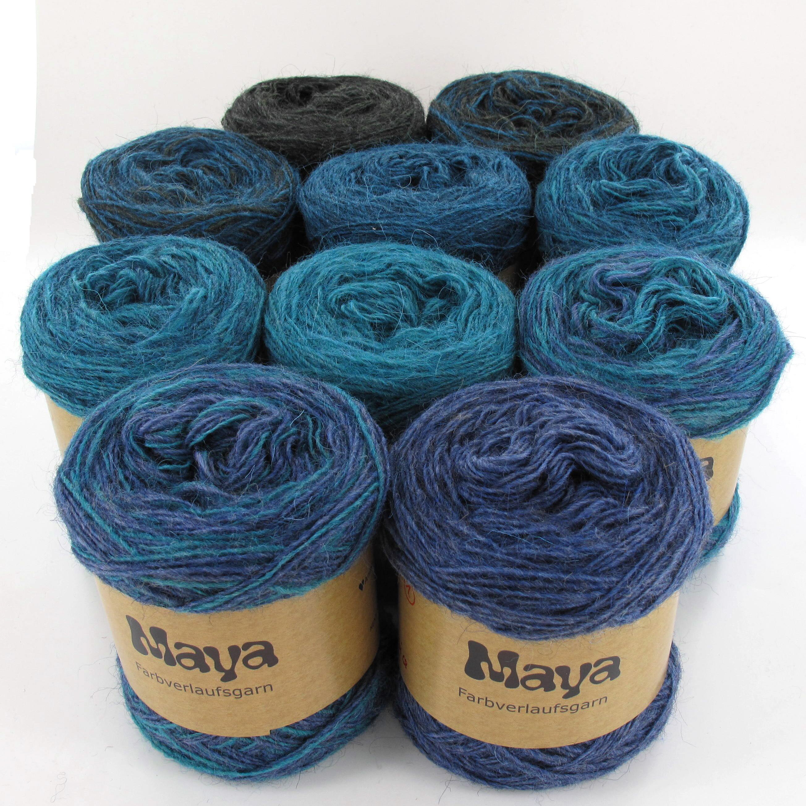 Blue and Tan Yarn